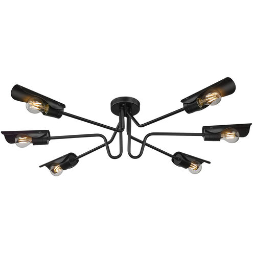 Newton 6 Light 40 inch Matte Black Semi-Flush Ceiling Light